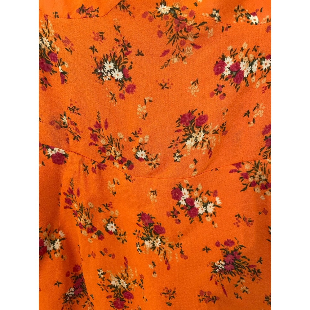 Reformation Saoirse Orange Floral Sweetheart Faux Wrap Dress Size 2 Summer - Picture 2 of 12
